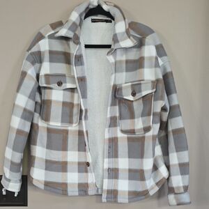 Dollhouse Plaid Jacket - White, Gray, and Tan
